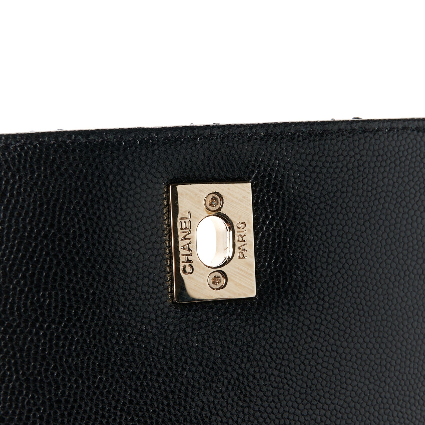 Caviar Lizard Quilted Small Coco Handle Flap Black