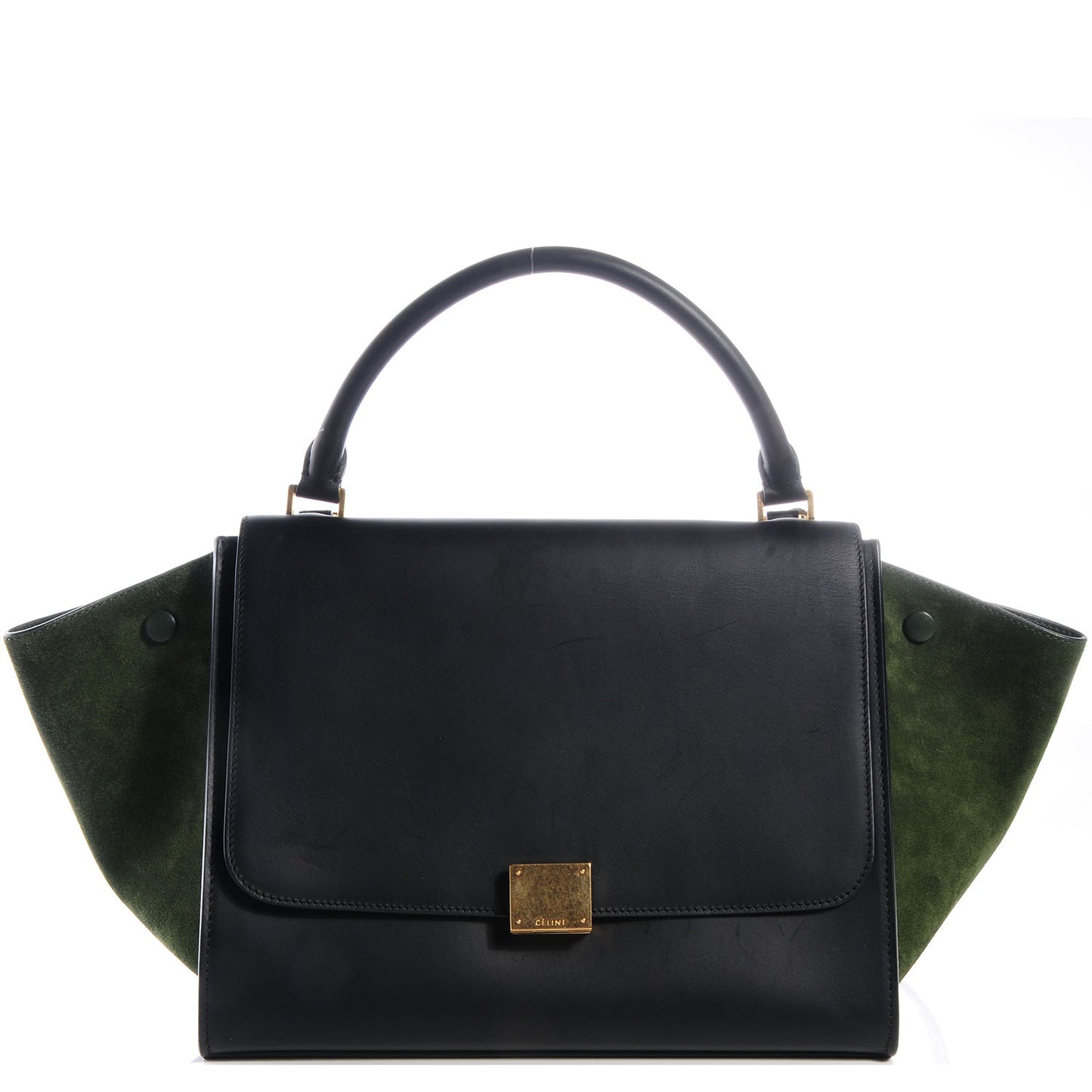 Natural Calfskin Suede Medium Bi-Color Trapeze Black