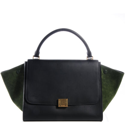 Celine Natural Calfskin Suede Medium Bi-Color Trapeze Black 1 of 9