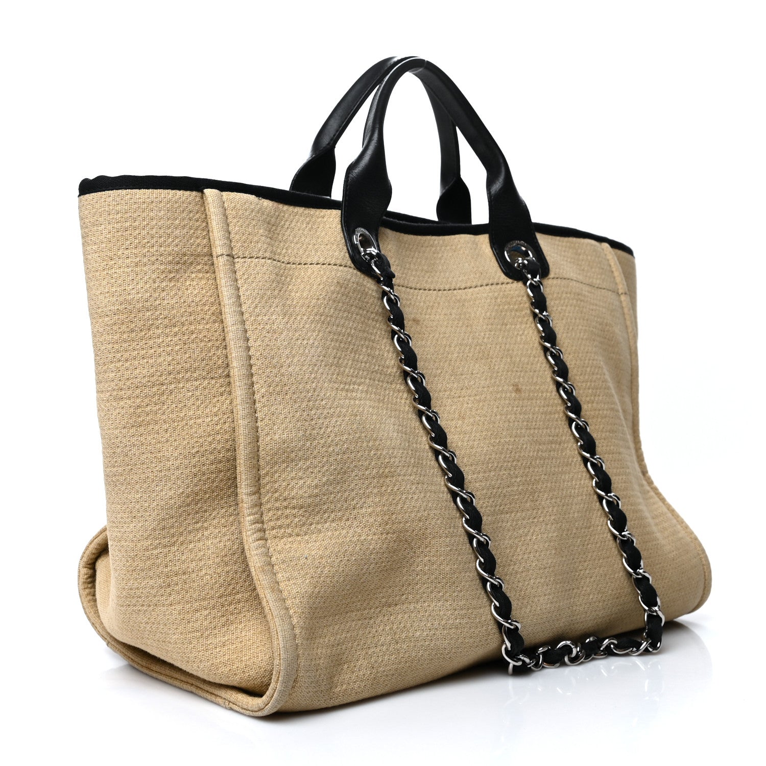 Chanel Canvas Medium Deauville Tote Beige Black 3 of 12
