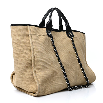Chanel Canvas Medium Deauville Tote Beige Black 3 of 12