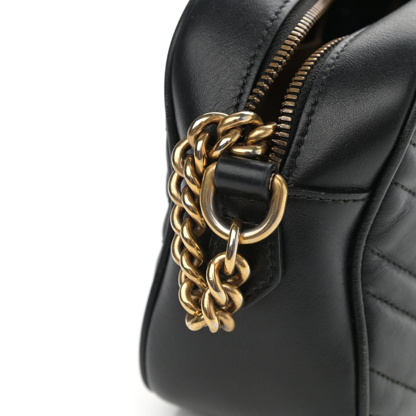 Calfskin Matelasse Small GG Marmont Chain Shoulder Bag Black