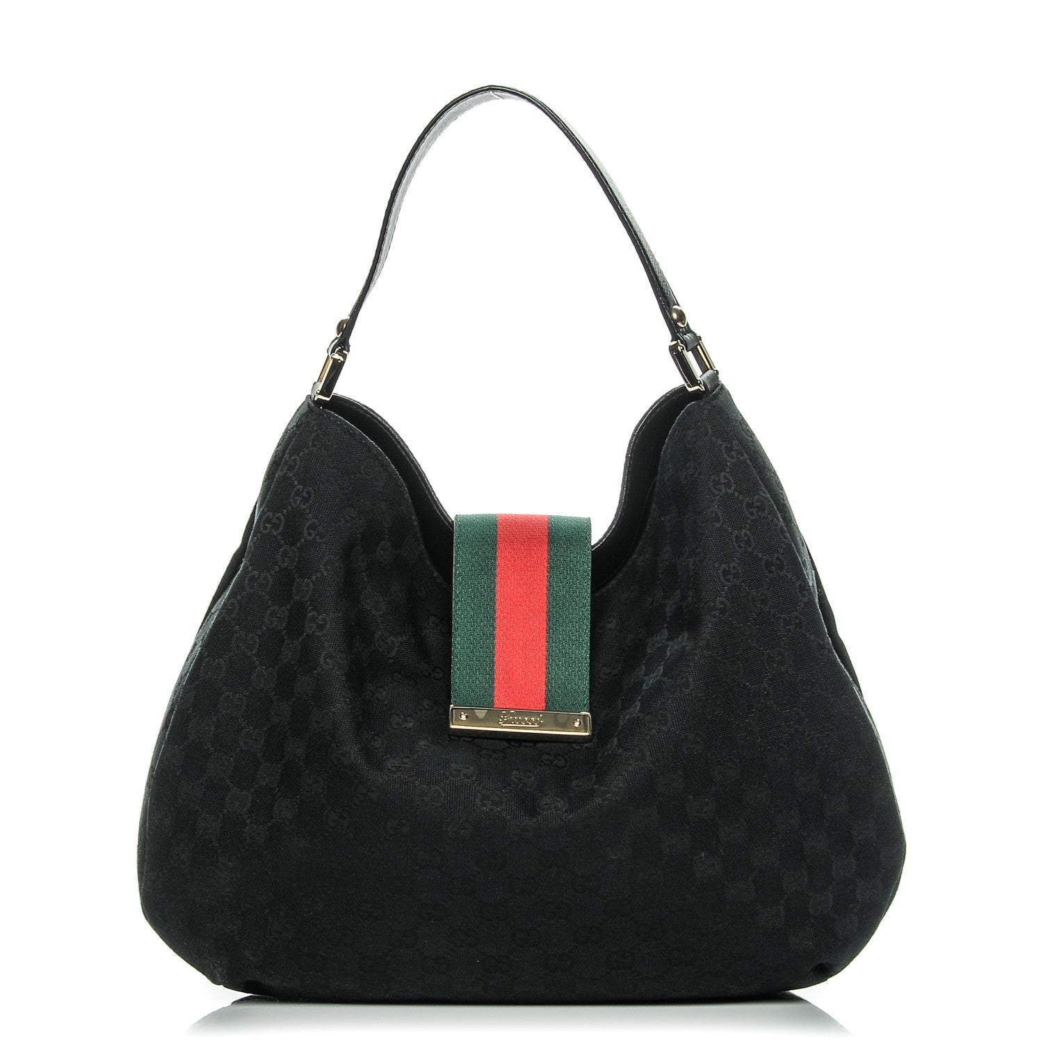 Gucci Monogram Large New Ladies Web Hobo Black 1 of 7
