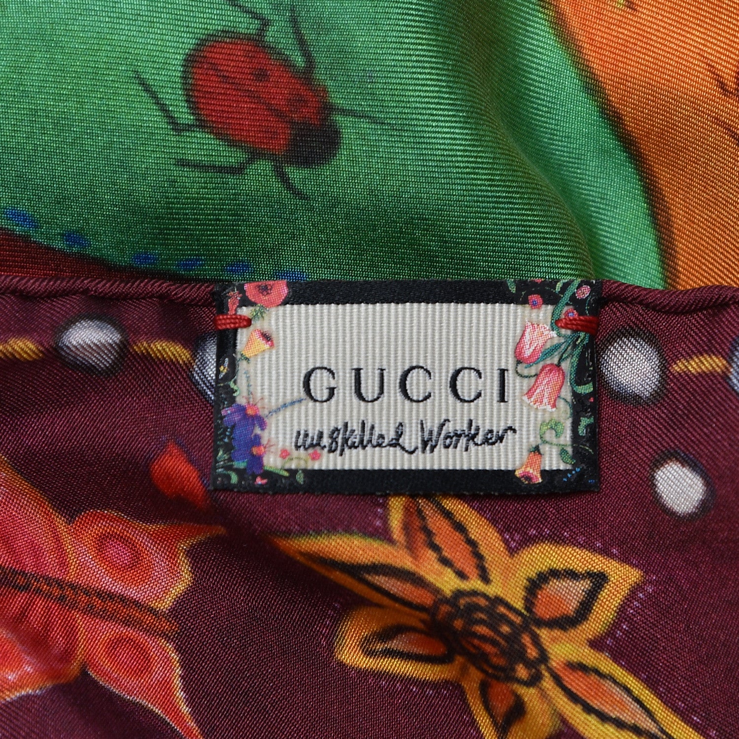 Gucci Silk Unskilled Worker Square Scarf Multicolor 7 of 7