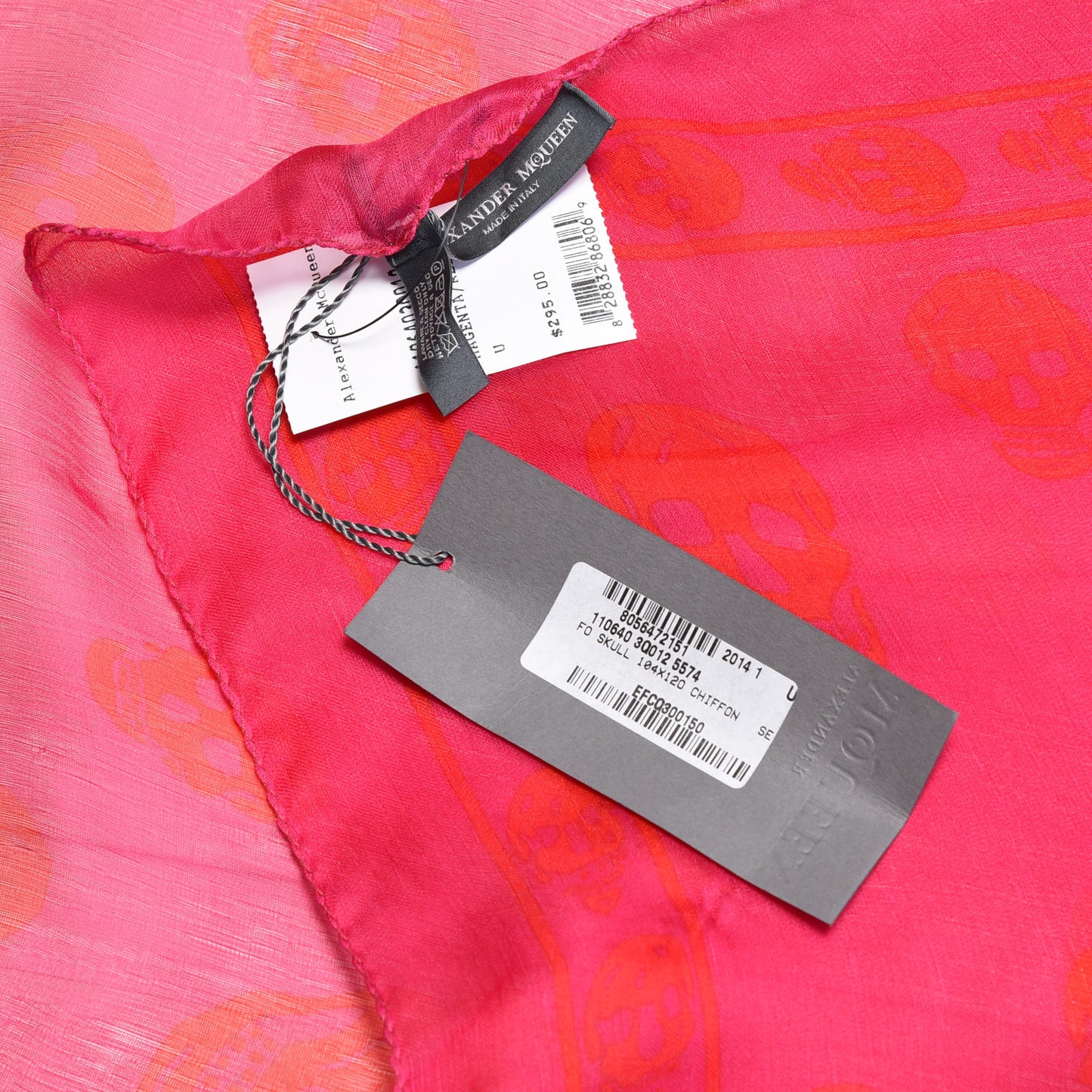 Silk Chiffon Skull Scarf Magenta Red