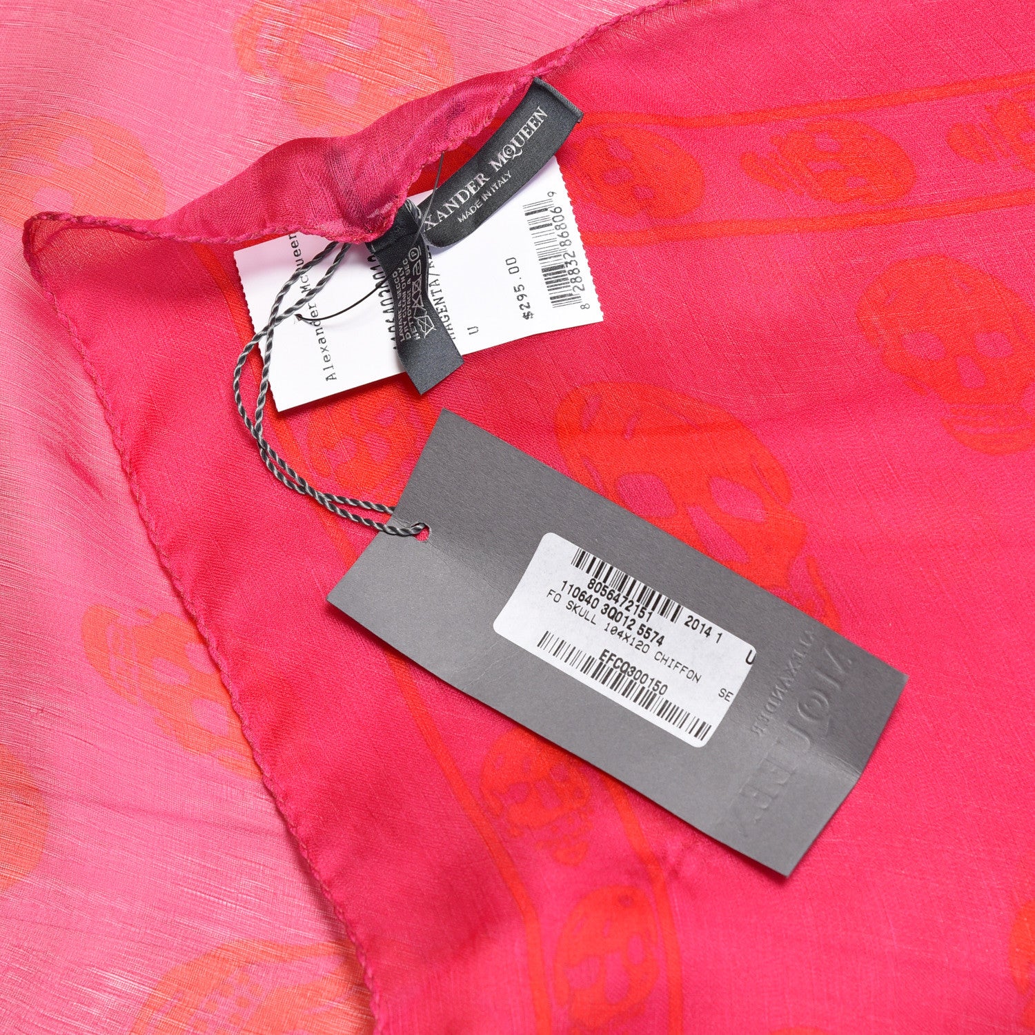 Alexander McQueen Silk Chiffon Skull Scarf Magenta Red 5 of 5