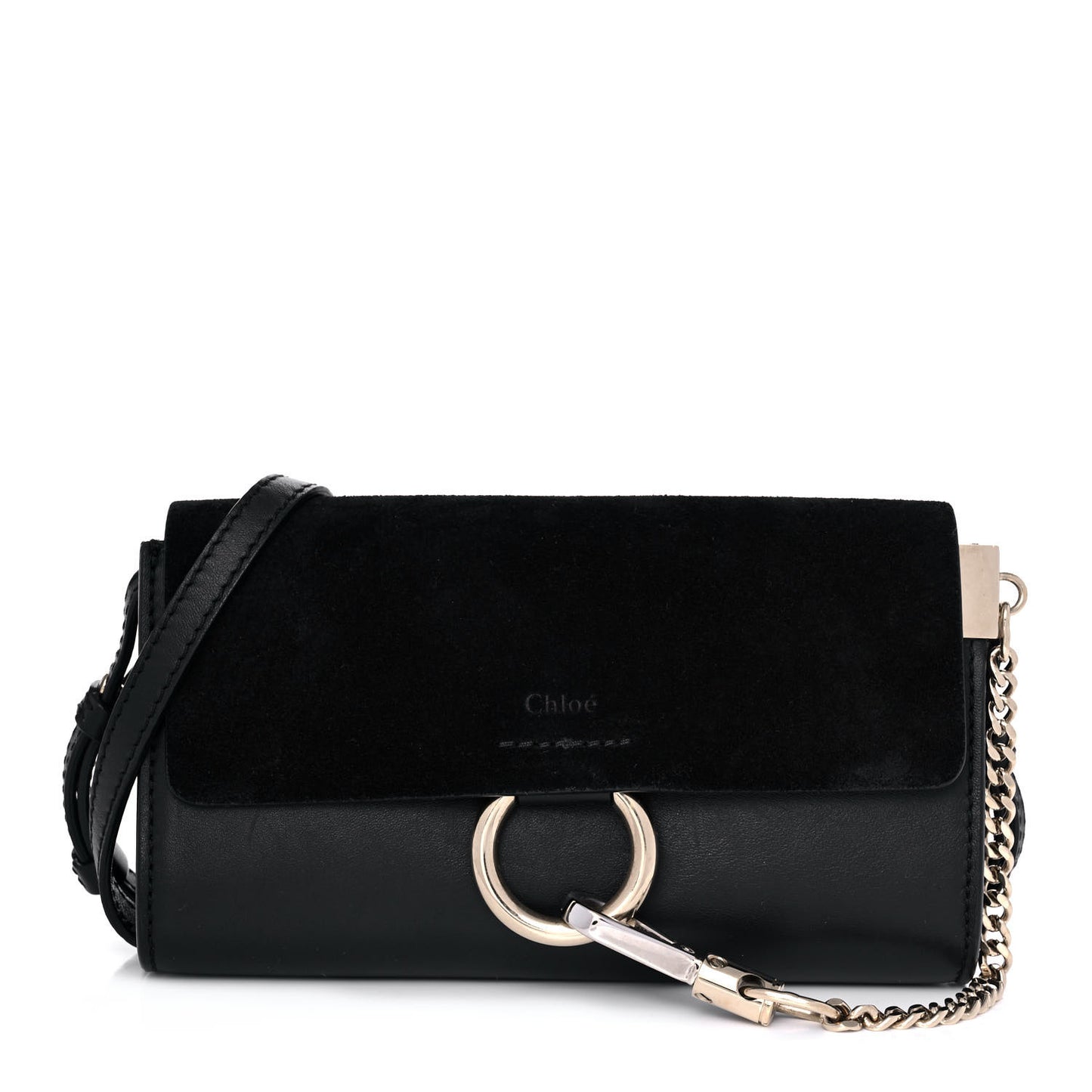 Suede Calfskin Mini Faye Shoulder Bag Black