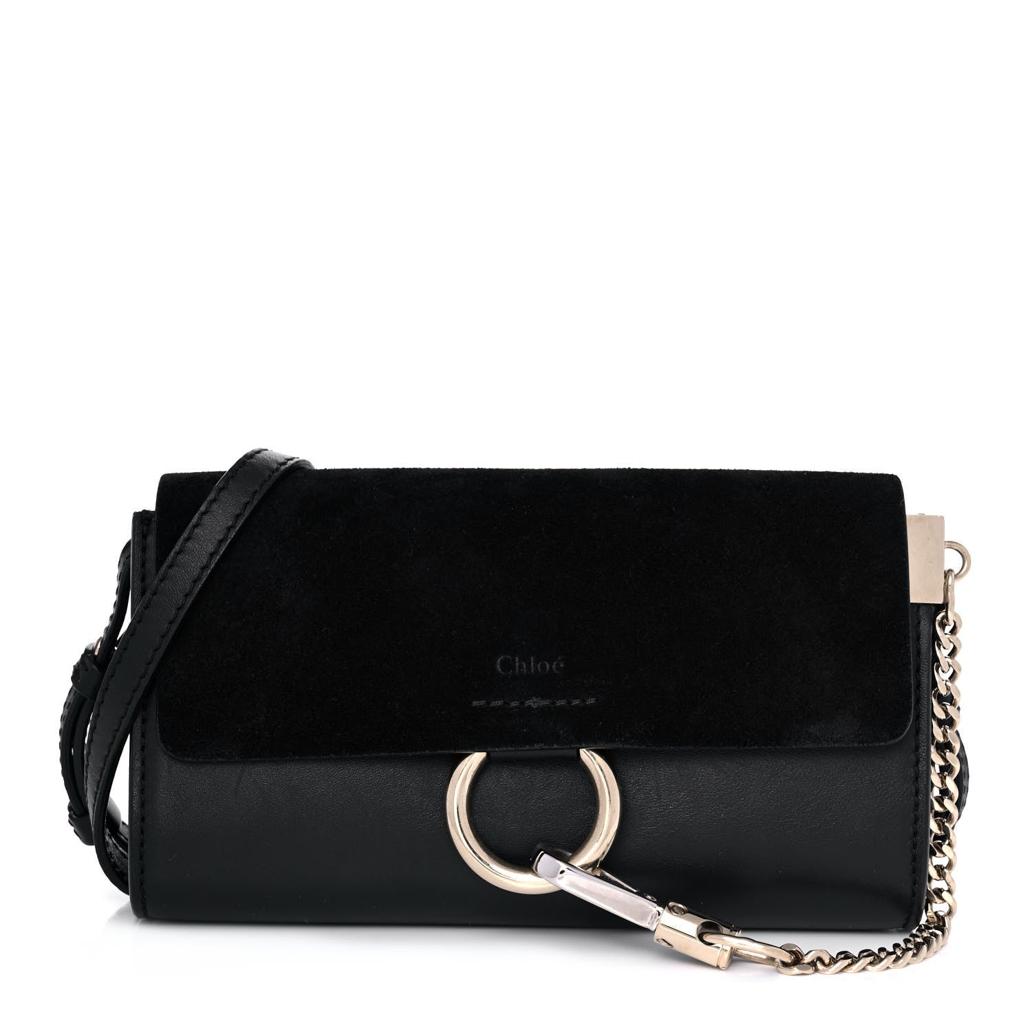 Chloe Suede Calfskin Mini Faye Shoulder Bag Black 1 of 14
