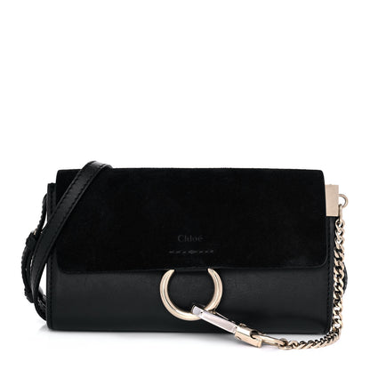 Chloe Suede Calfskin Mini Faye Shoulder Bag Black 1 of 14
