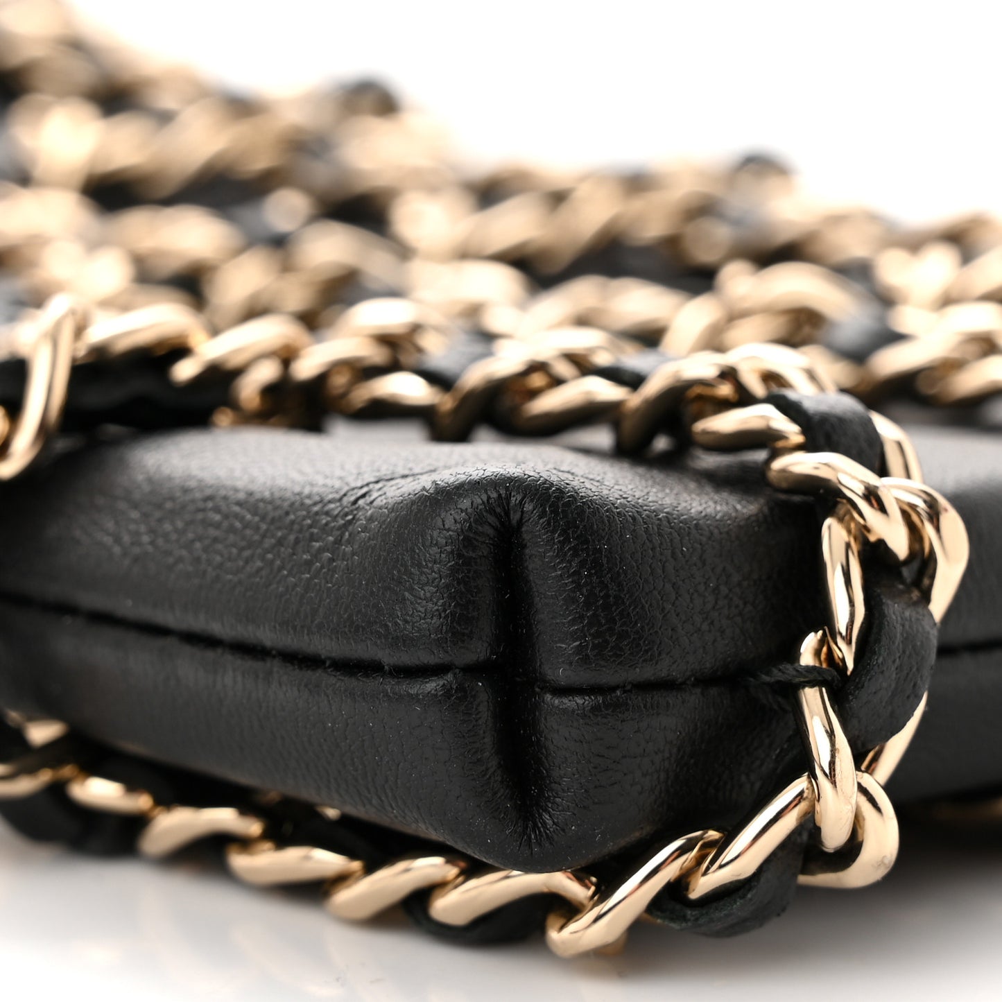 Lambskin Tech Me Out Clutch With Chain Black