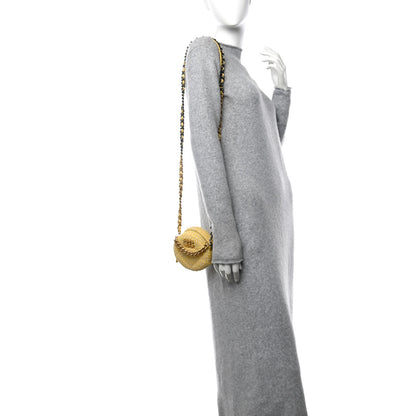 Chanel Wool Tweed Lambskin Quilted Chanel 19 Round Clutch With Chain Yellow Pink 2 of 10
