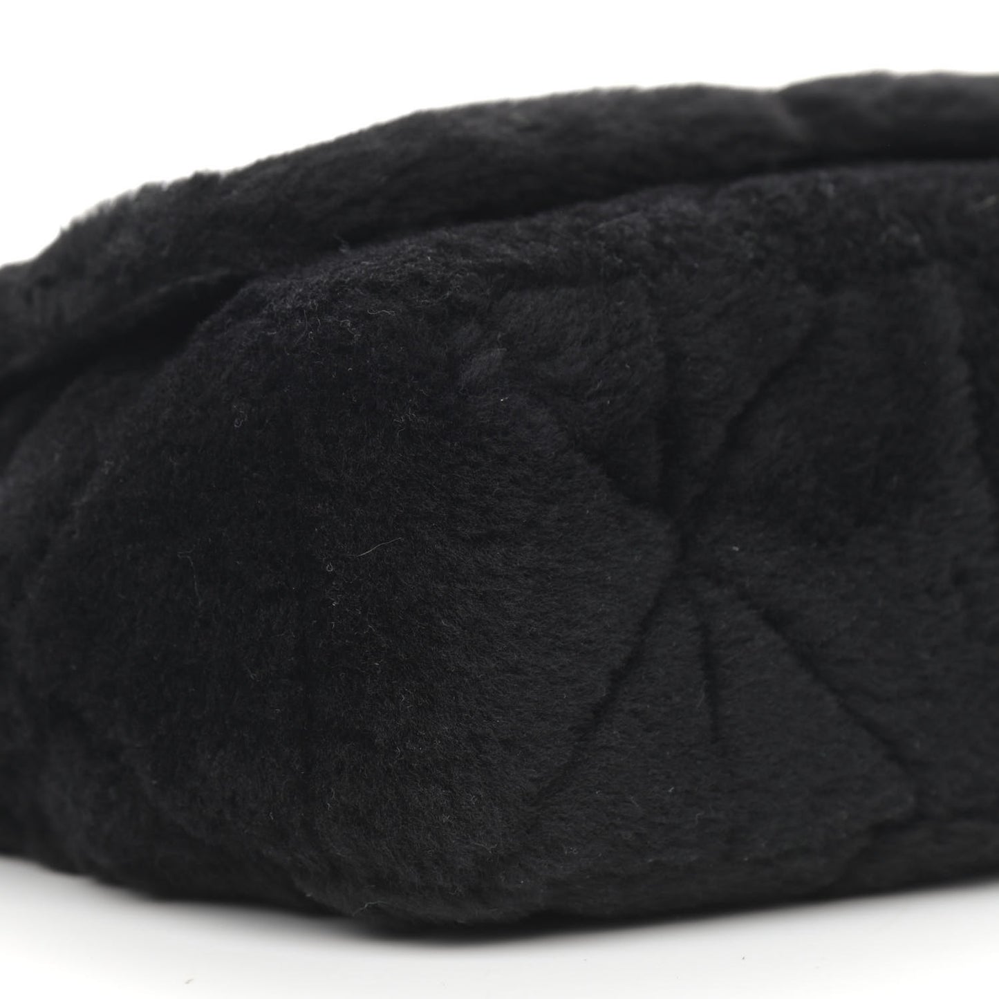 Shearling Nappa Triangle Quilted Patchwork System Flap Shoulder Bag Black