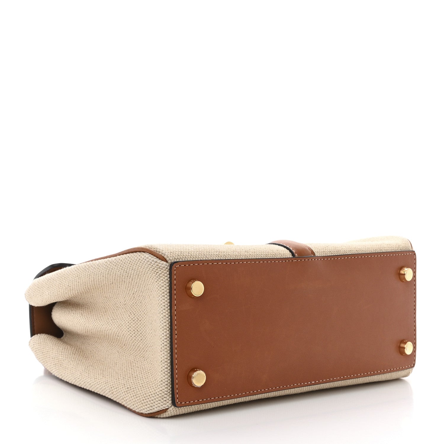 Celine Canvas Calfskin Small 16 Top Handle Bag Natural Tan 4 of 21