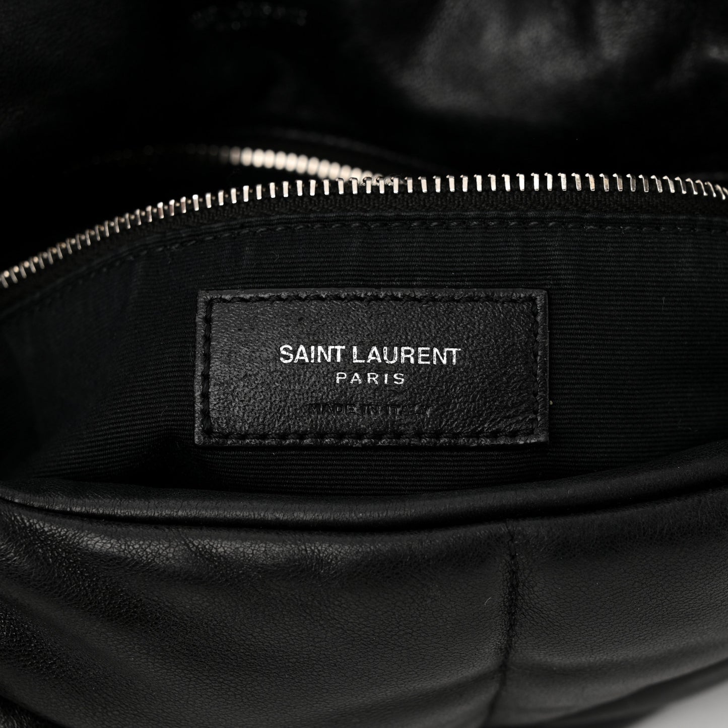 Lambskin Quilted Medium Loulou Puffer Monogram Chain Satchel Black