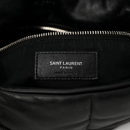 Saint Laurent Lambskin Quilted Medium Loulou Puffer Monogram Chain Satchel Black 6 of 12