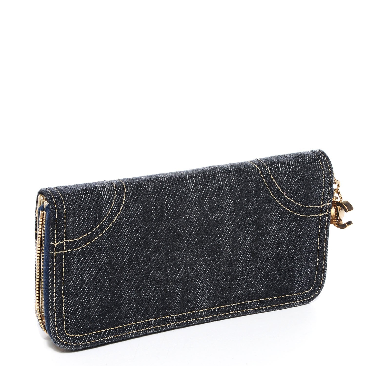Chanel Denim CC Zip Around Wallet 3 of 8