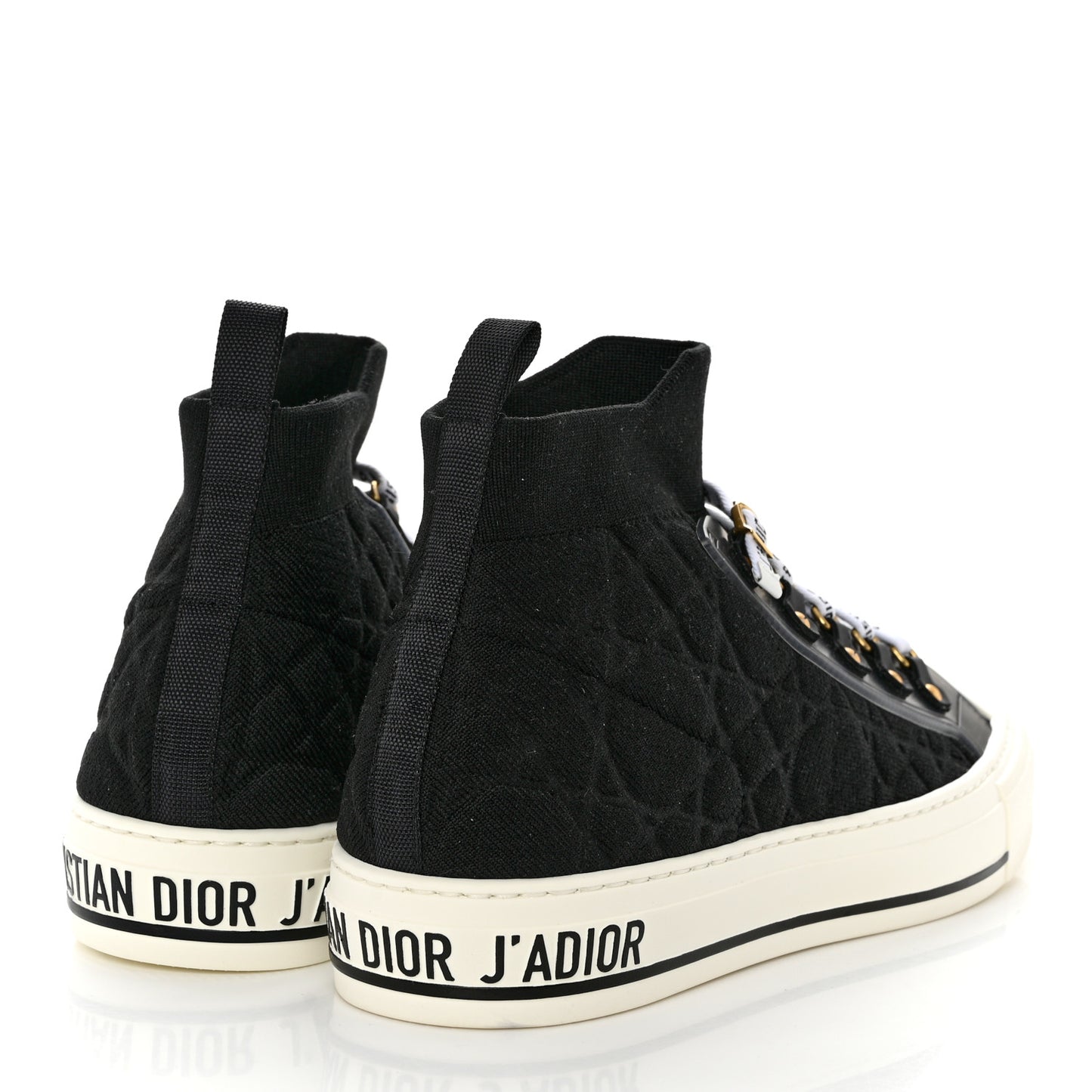 Technical Knit Calfskin Womens Walk'N'Dior High Top Sneaker 41 Black