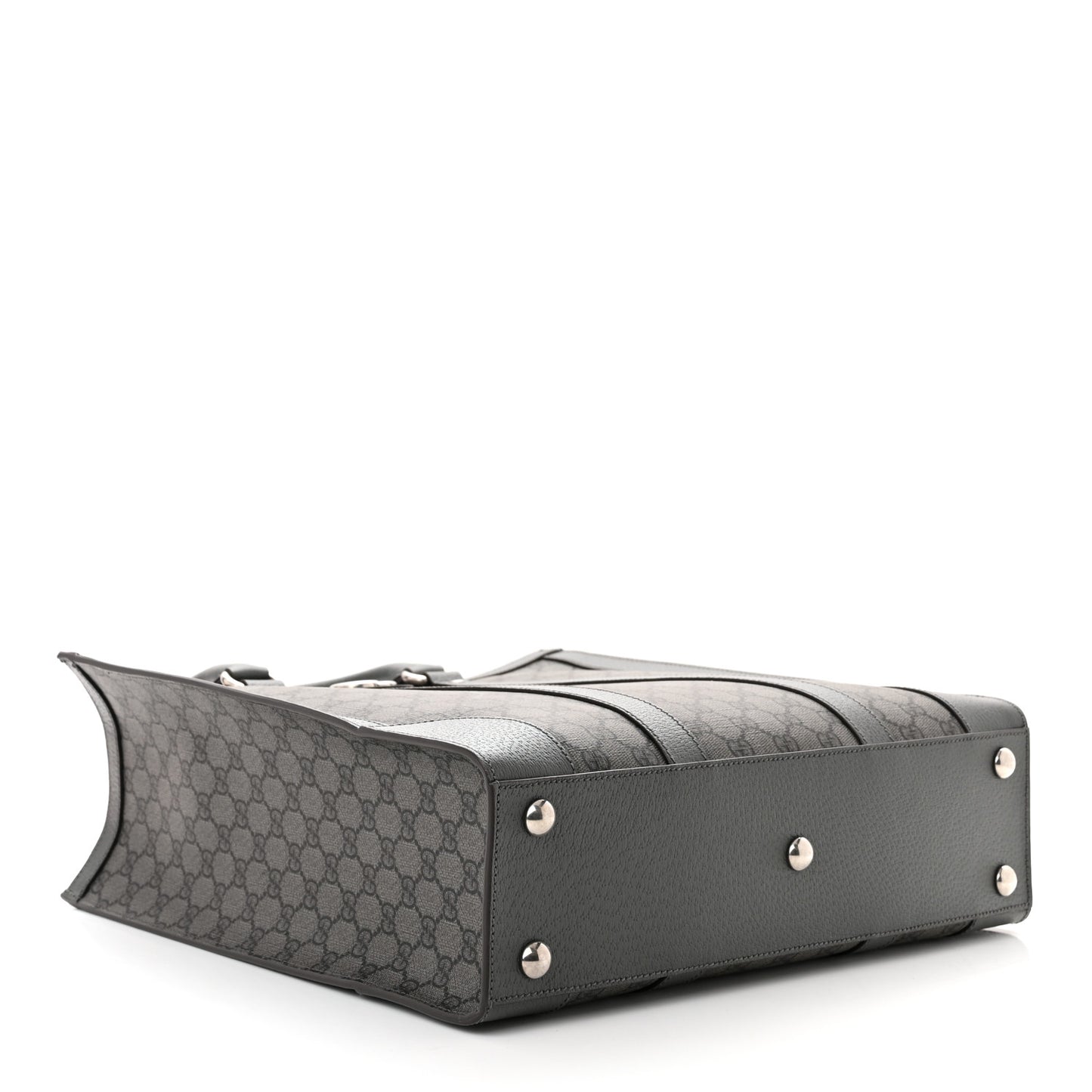 GG Supreme Monogram Textured Dollar Calfskin Medium Ophidia Tote Grey Black Graphite Grey