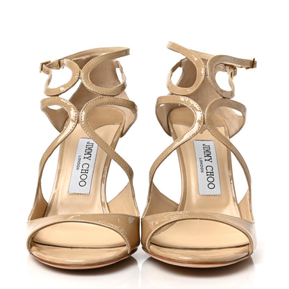 Jimmy Choo Patent Calfskin Lang Sandals 38.5 Nude 2 of 7