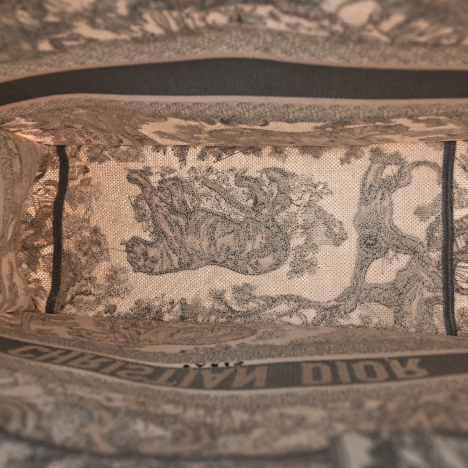 Christian Dior Canvas Embroidered Medium Dioriviera Toile De Jouy Book Tote Gray 5 of 14
