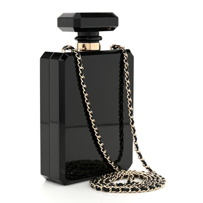 Chanel Plexiglass Perfume Bottle Clutch Black Gold 3 of 11