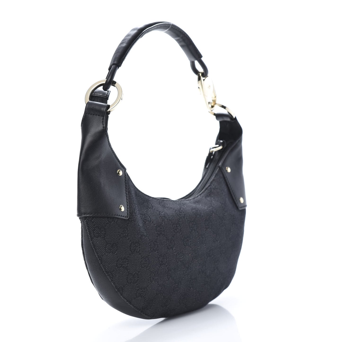 Denim Monogram Half Moon Hobo Black