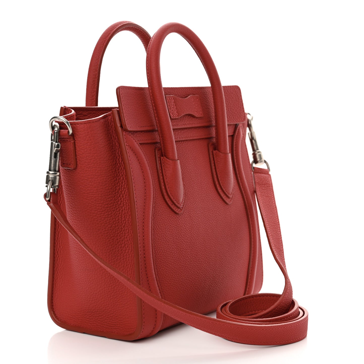 Drummed Calfskin Nano Luggage Pop Red
