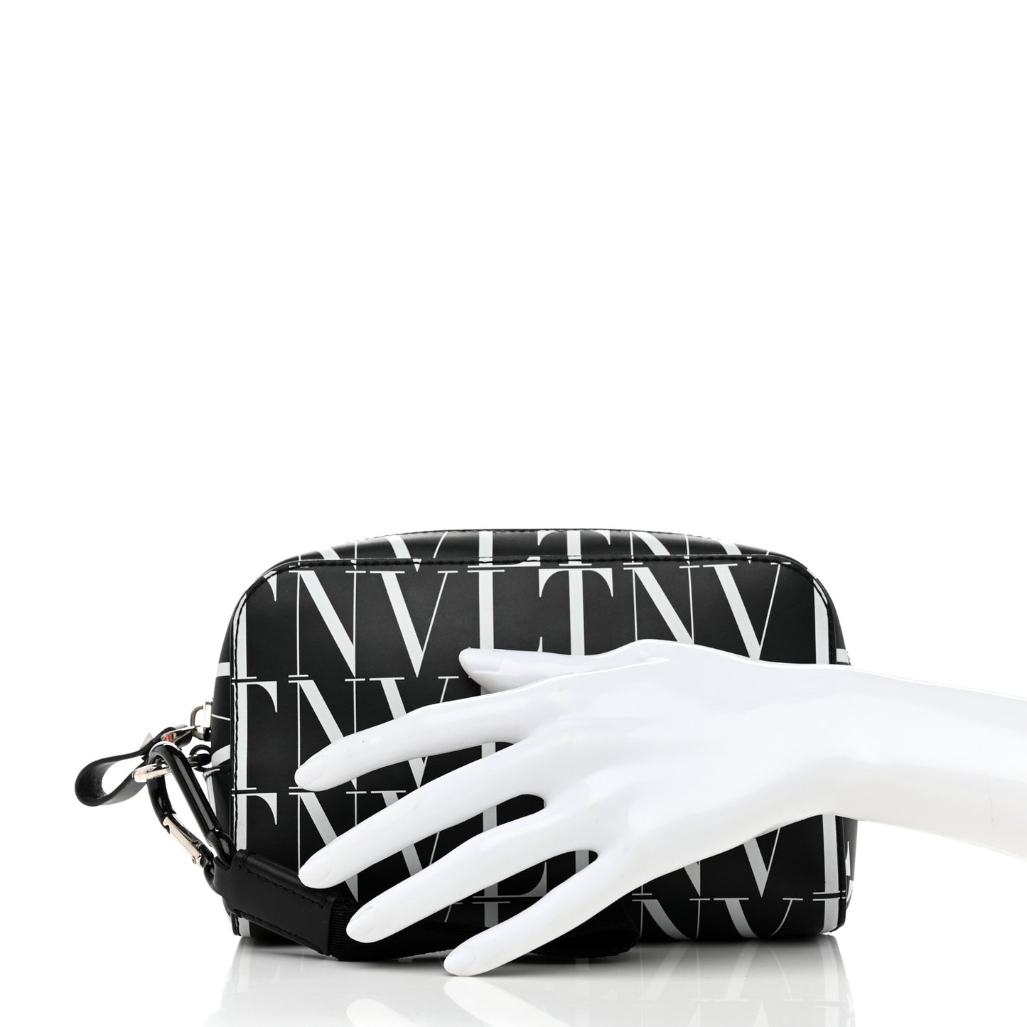 Calfskin VLTN Times Wash Bag Black White