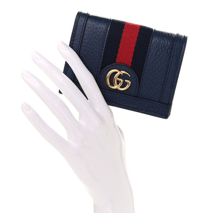 Gucci Textured Calfskin Web Ophidia Card Case Blue Agata 2 of 8