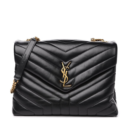 Saint Laurent Calfskin Y Quilted Monogram Medium Loulou Chain Satchel Black 1 of 10