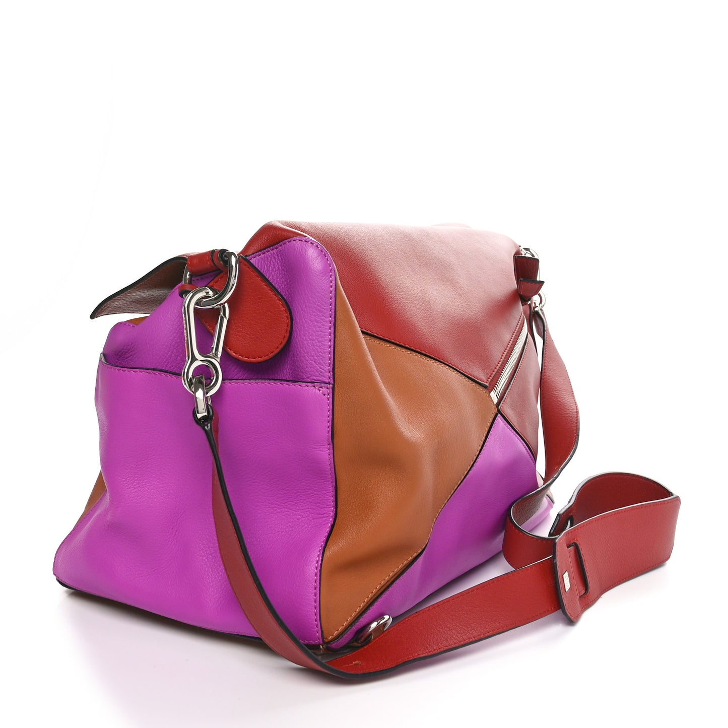 Calfskin XL Puzzle Bag Red Tan Pink
