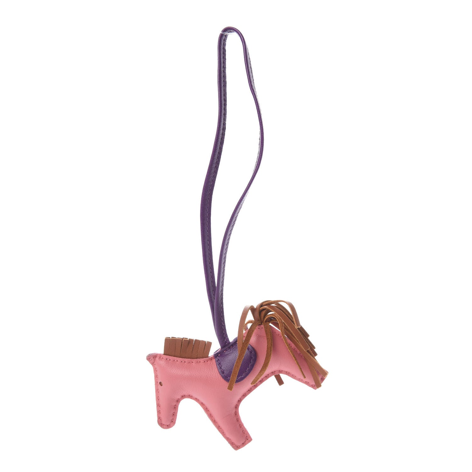 Hermes Milo Lambskin Grigri Rodeo Horse Bag Charm PM Rose Azalee Gold Anemone 1 of 3