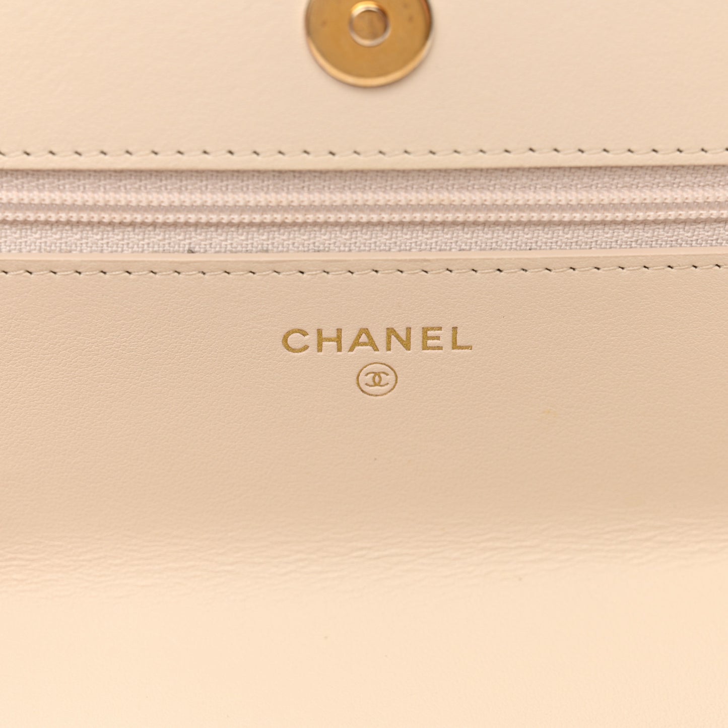 Lambskin Quilted Chanel 19 Wallet On Chain WOC Light Beige