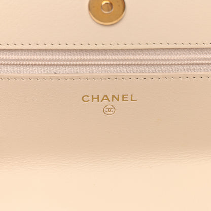 Chanel Lambskin Quilted Chanel 19 Wallet On Chain WOC Light Beige 6 of 15