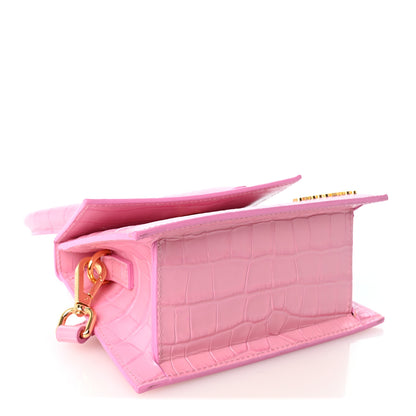 Jacquemus Calfskin Crocodile Embossed Le Chiquito Moyen Pink 3 of 8