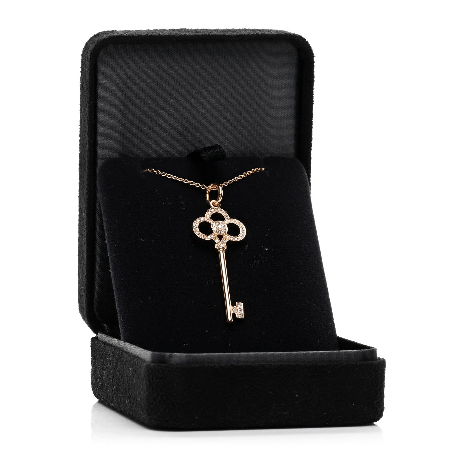 Tiffany 18K Rose Gold Diamond Crown Key Pendant Necklace 5 of 5