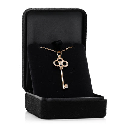 Tiffany 18K Rose Gold Diamond Crown Key Pendant Necklace 5 of 5