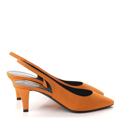 Saint Laurent Satin Kiki Slingback Pumps 38 Orange 4 of 10