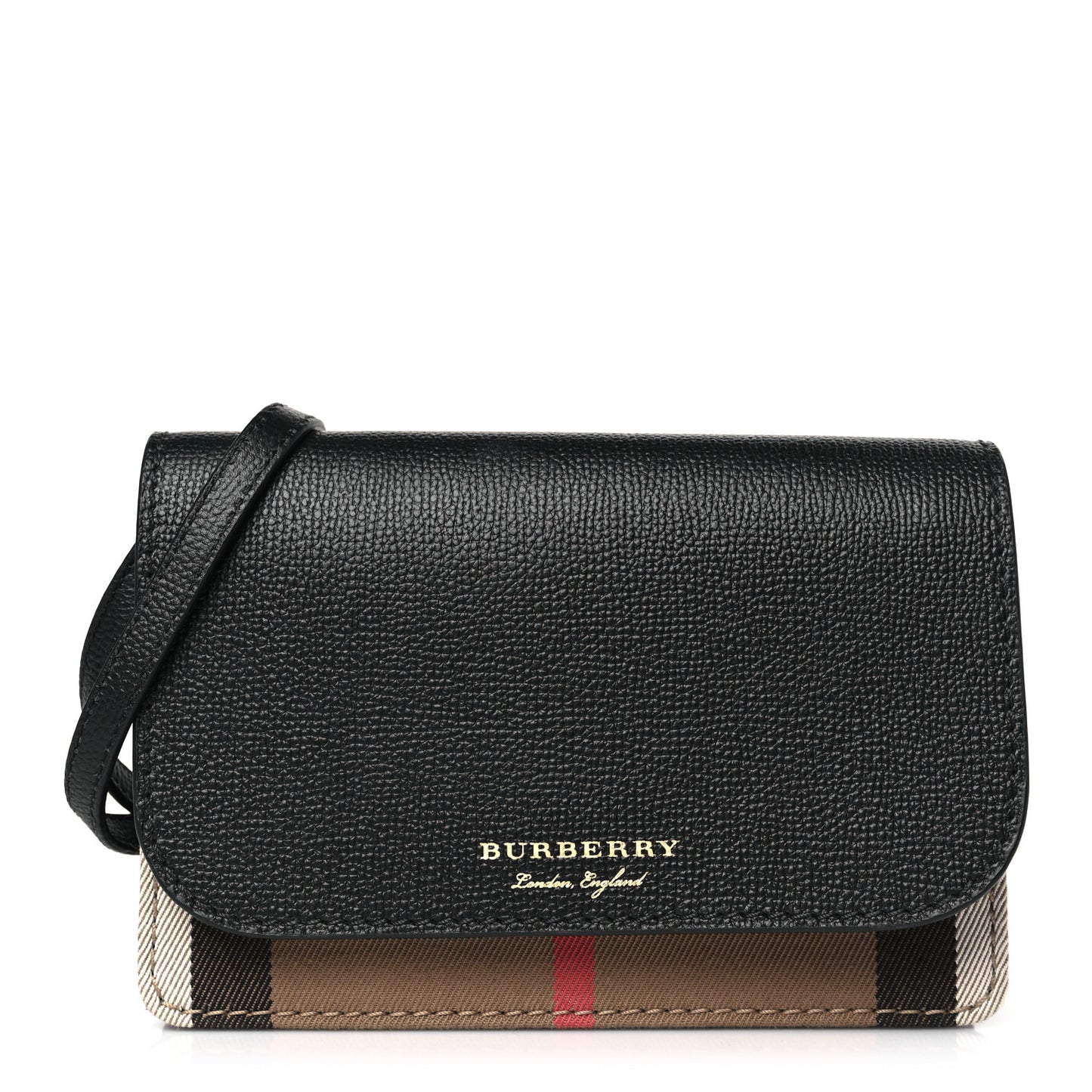 Derby Calfskin House Check Wallet On Chain Black