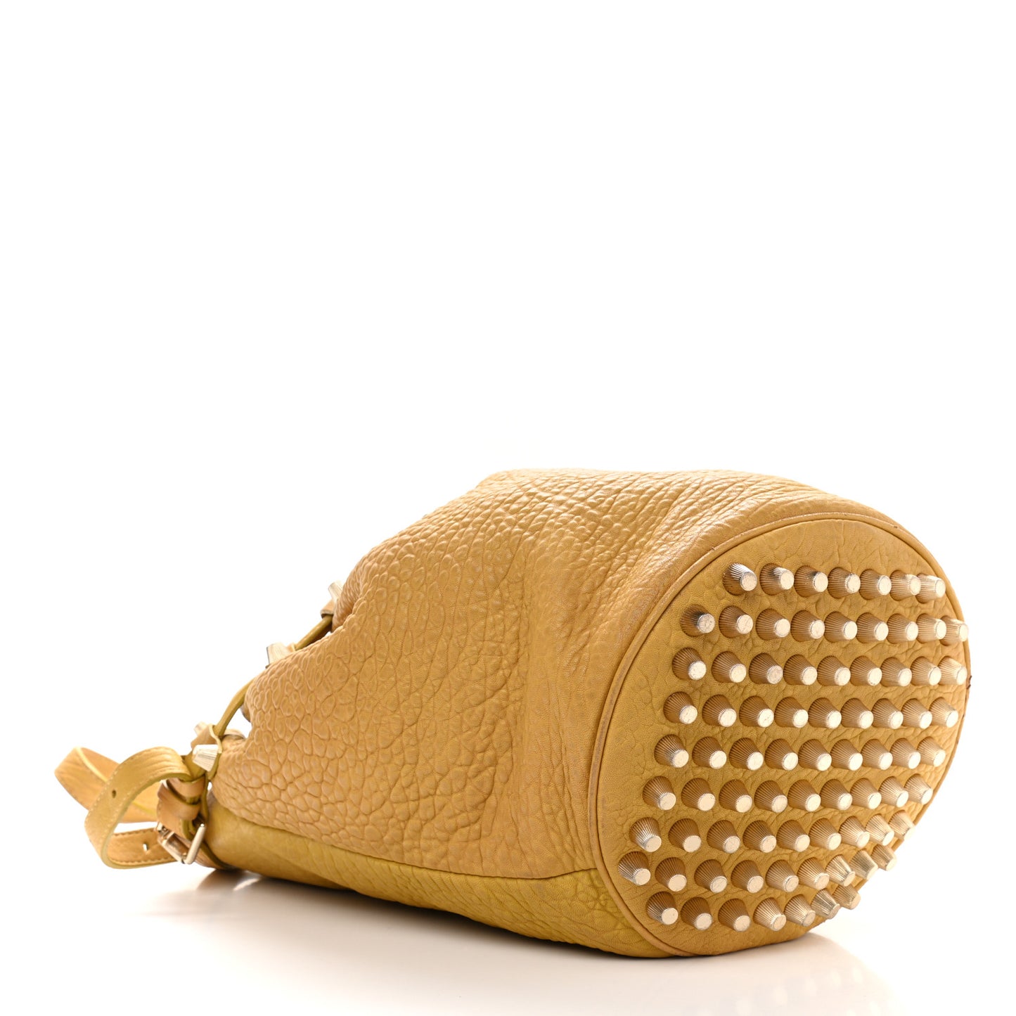 Pebbled Lambskin Diego Bucket Bag Yellow