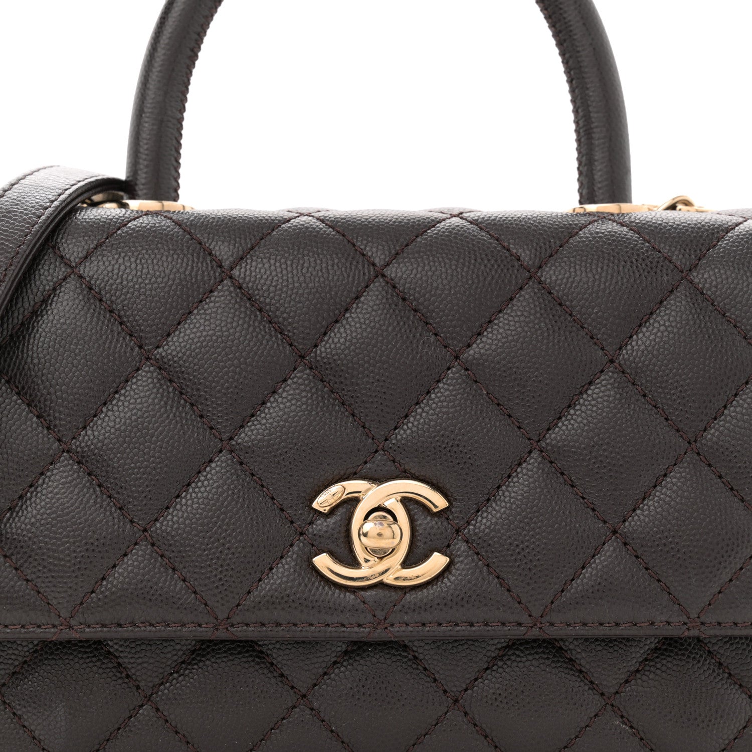 Chanel Caviar Quilted Mini Coco Handle Flap Dark Brown 8 of 11