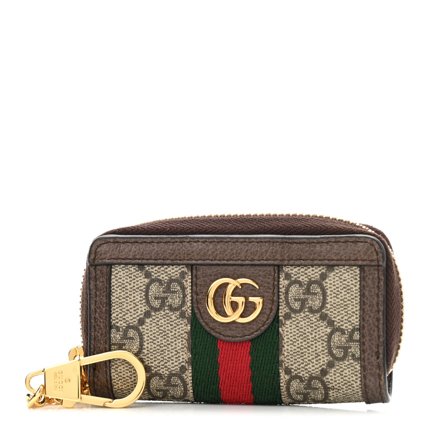 GG Supreme Monogram Web Ophidia Zip Around Key Case Beige New Acero