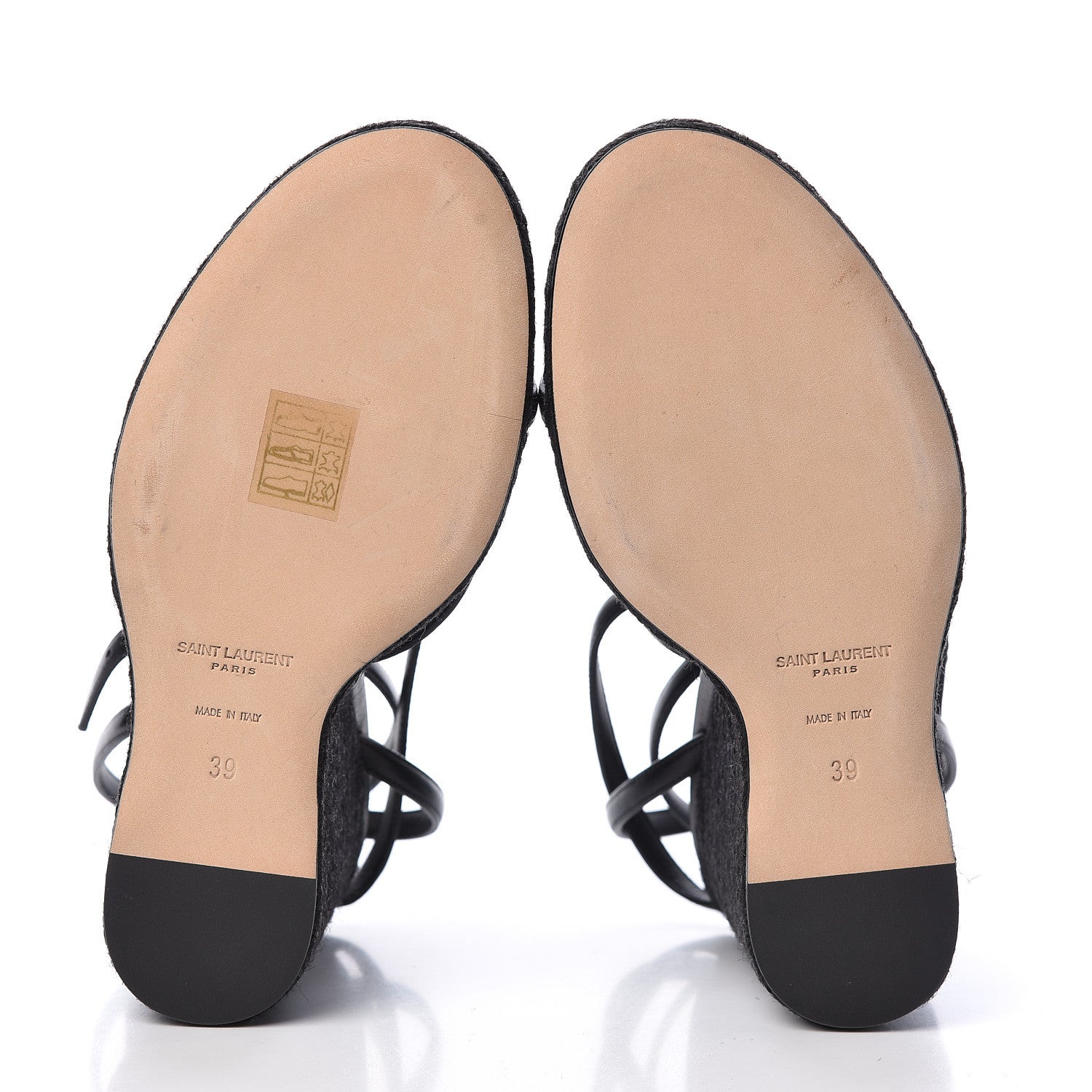 Saint Laurent Calfskin Cassandra Espadrille 105 Wedges 39 Black 5 of 8
