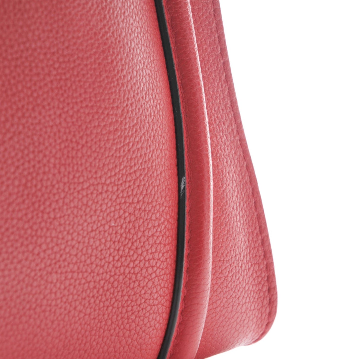 Drummed Calfskin Shoulder Luggage Coquelicot