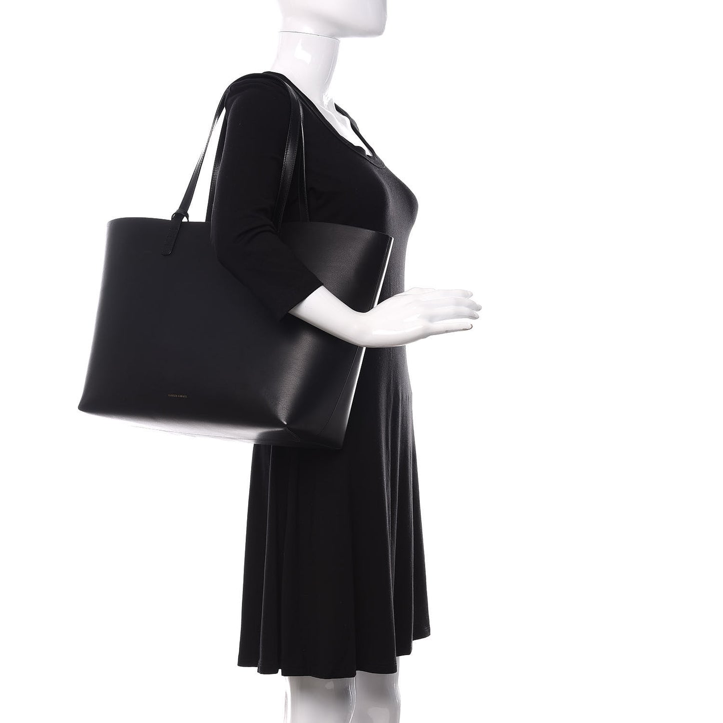 Calfskin Large Shopping Tote Black Flamma