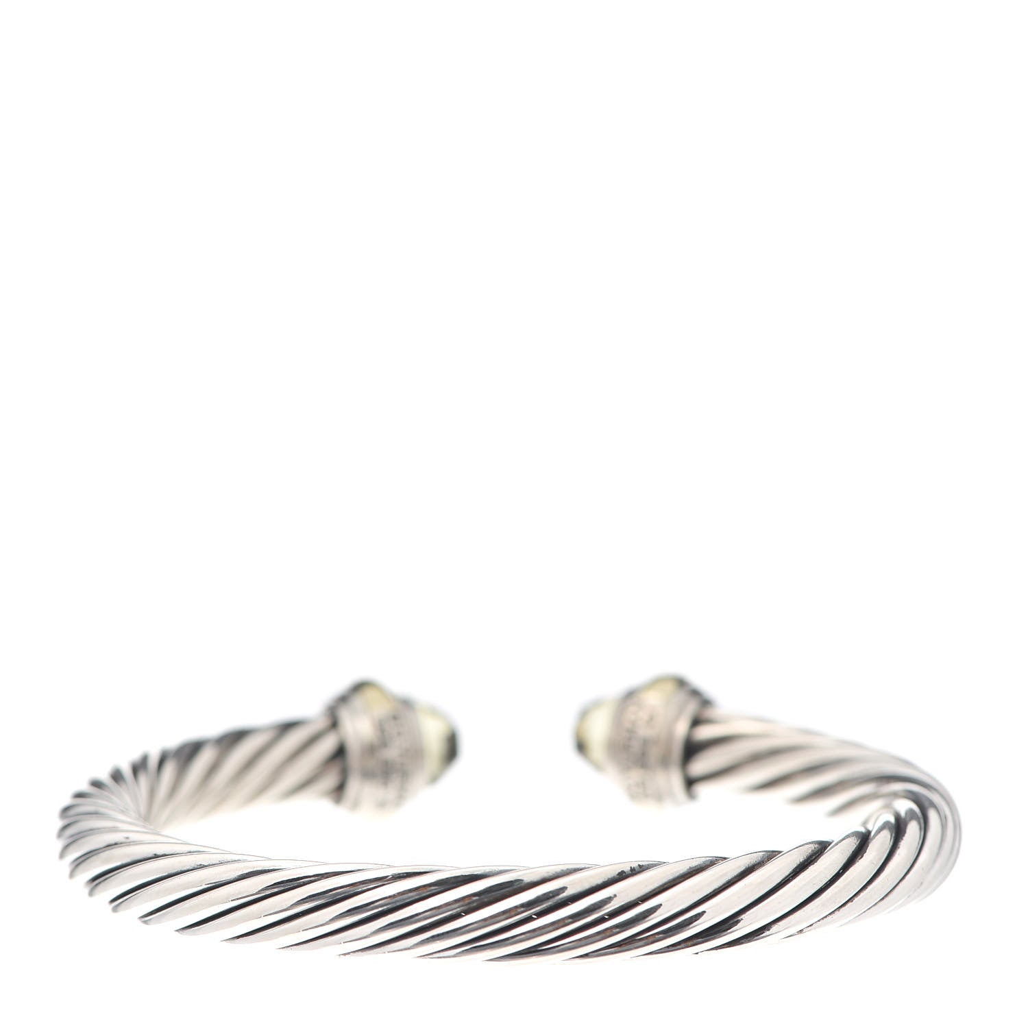David Yurman Sterling Silver 14K Yellow Gold Lemon Citrine 7mm Cable Classics Bracelet 3 of 4