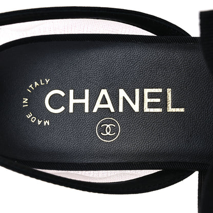 Chanel Mesh Grosgrain Mary Janes Flats 36.5 Light Pink Black 9 of 10