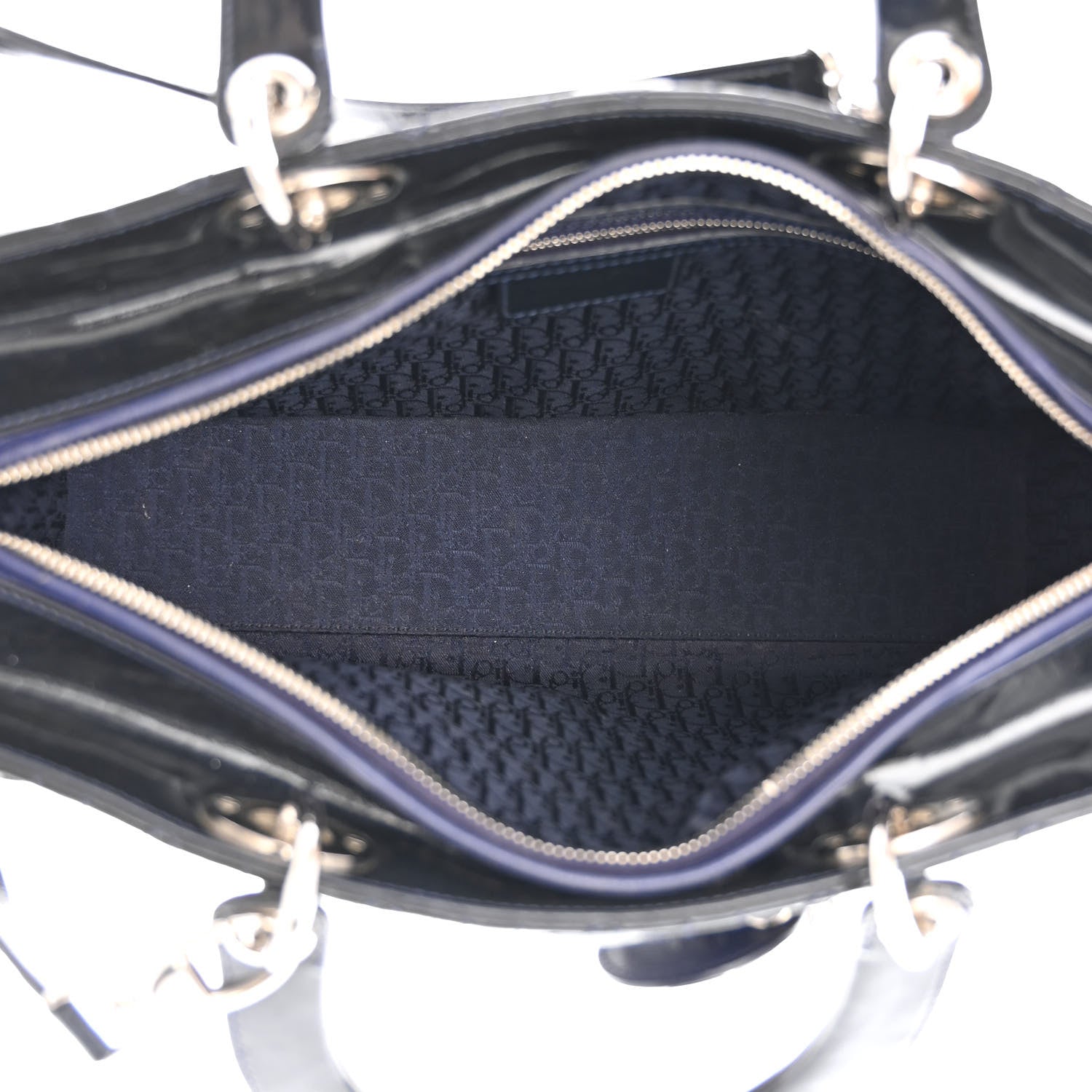 Christian Dior Patent Cannage Large Lady Dior Navy Blue 5 of 10