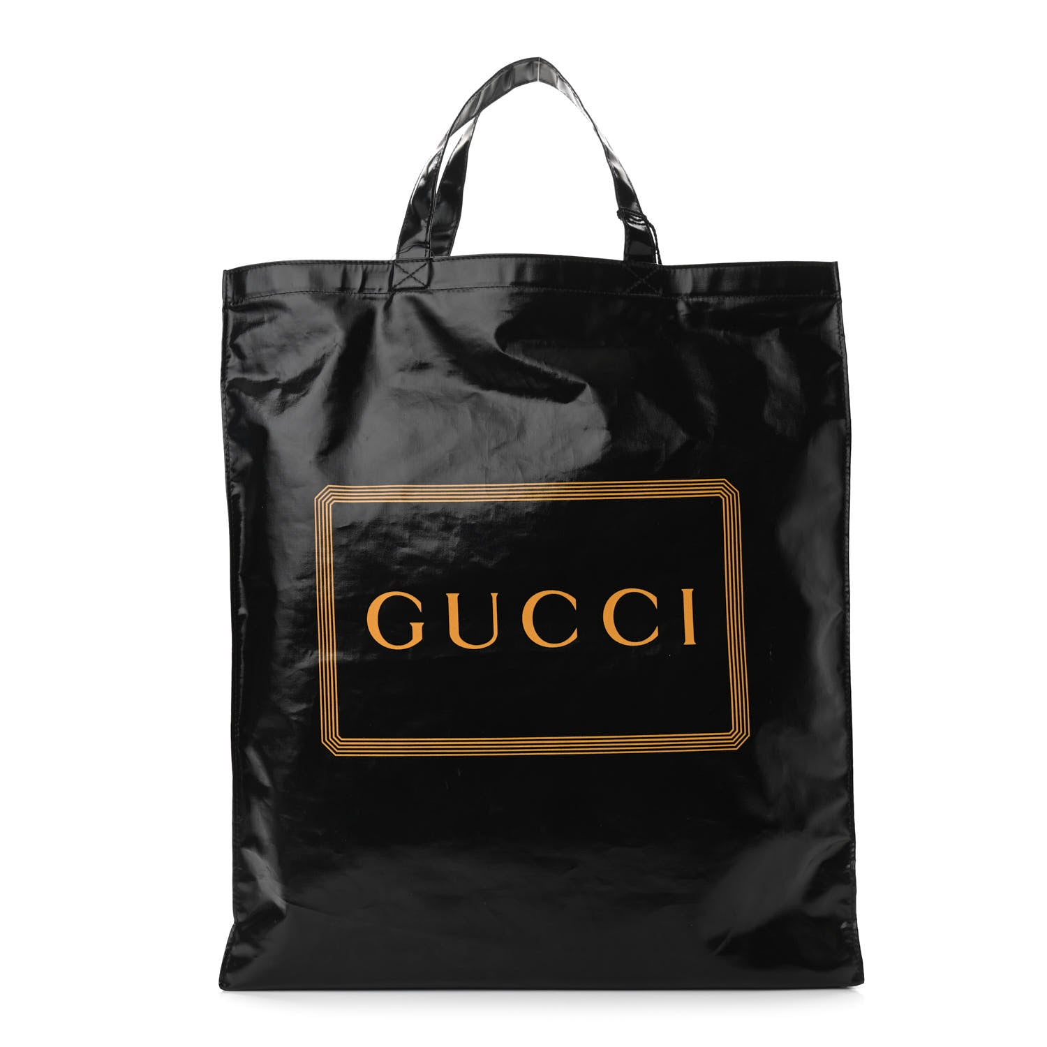 Gucci Patent Canvas Frame Logo Vertical Tote Black Crop 1 of 10