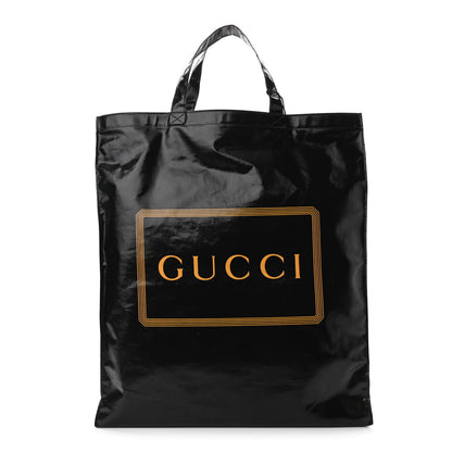 Gucci Patent Canvas Frame Logo Vertical Tote Black Crop 1 of 10
